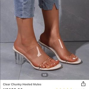 Chunky clear heels brand new in box never worn